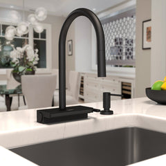 Aquno Select 3-Spray Kitchen Faucet with Pull-Down Spout, 1.75 in Matte Black | product photo
