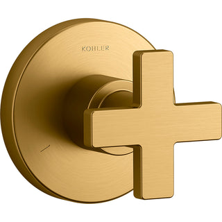 Composed Diverter Faucet Trim with Cross Handle in Brushed Brass