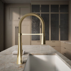 Kohler Graze Single Handle Kitchen Faucet with 21-9/16" Spout in Vibrant French Gold | product photo