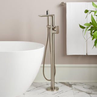 Berwyn Floor Mounted Tub Filler Faucet and Valve in Brushed Nickel