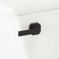 Benbrook 1.28 GPF Two Piece Elongated Toilet in Matte Black | detail photo
