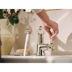 Flara Single Hole Bathroom Faucet with Drain Assembly in Polished Nickel | product photo