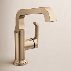 Tetra Single Hole Bathroom Faucet, Single Handle Bathroom Sink Faucet with Drain Assembly in Bronze | product photo