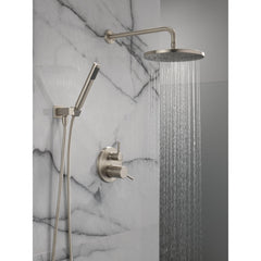 Modern 14 Series Round Rain Shower System Faucet Set, Rainfall Brushed Nickel Shower Head and Handle Set, Valve Trim Kit, 10 Inch, Spotshield Stainless in Spotshield Brushed Nickel | product photo