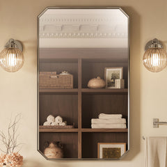 Claude 24" X 40" Rectangular Framed Mirror in Vibrant Polished Nickel | product photo