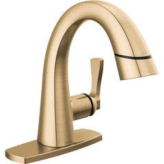 Stryke Single Hole Pull Out Sprayer Bathroom Faucet, Single Handle Bathroom Sink Faucet in Lumicoat Champagne Bronze | product photo