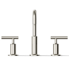 Kohler Purist Widespread Faucet with Drain Assembly Low Lever Handles and Low Gooseneck Spout | product photo