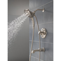 Tetra 17 Series Dual-Function Bathtub Faucet Trim, In2ition Shower Head with Handheld Spray Trim Kit in Stainless Steel | product photo