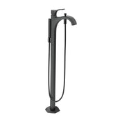 Locarno Single Handle Floor Mounted Freestanding Tub Filler Trim in Matte Black