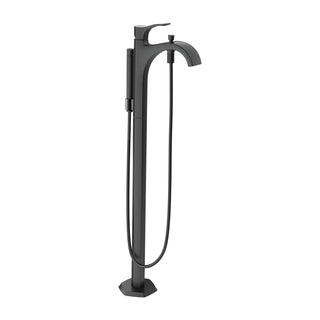 Locarno Single Handle Floor Mounted Freestanding Tub Filler Trim in Matte Black