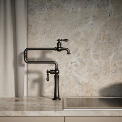 Kohler Artifacts Single-Hole Deck-Mount Pot Filler with Extended Spout in Matte Black | product photo