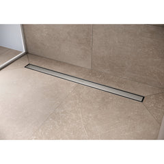 RainDrain Match Drain Trim 27 5/8" with Height Adjustable Frame in Brushed Stainless Steel | product photo