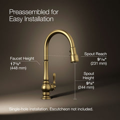 Kohler Artifacts Pull Down Single Handle Kitchen Faucet | product photo