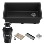 32-in. Bellucci Workstation Composite Kitchen Sink with WasteGuard™ Garbage Disposal in Metallic Black
