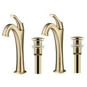 Arlo Single Hole Bathroom Faucet with Drain Assembly in Brushed Gold