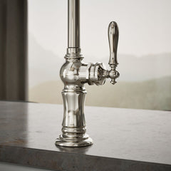 Artifacts Single-Hole Kitchen Faucet with Swing Spout, Arc Spout Design in Vibrant Polished Nickel | detail photo