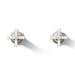Pinstripe Pure Deck-Mount High-Flow Bath Valve Trim with Cross Handles, Handles Only, Valve Not Included in Vibrant Polished Nickel | product photo