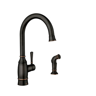 Noell Single-Handle Standard Kitchen Faucet with Side Sprayer in Mediterranean Bronze
