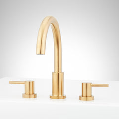 Lexia Deck Mounted Roman Tub Filler Faucet in Brushed Gold | product photo