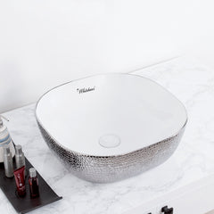 Above Mount Vessel Lavatory Basin, Vitreous China, Center Drain