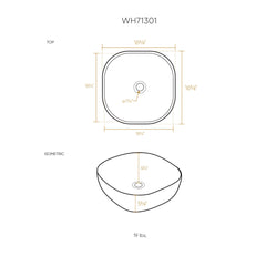 Above Mount Vessel Lavatory Basin, Vitreous China, Center Drain