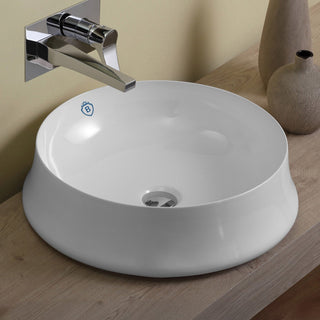 Above Mount Vessel Lavatory Basin with Center Drain in White