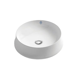 Above Mount Vessel Lavatory Basin with Center Drain in White