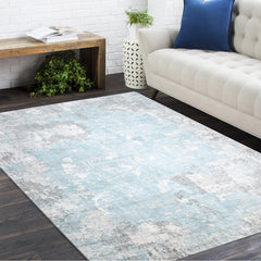 Abstract Area Rug, 5 ft x 8 ft in Cream Cotton Blend