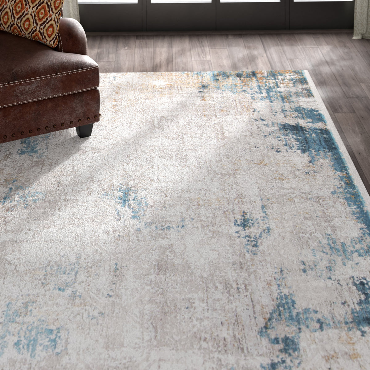 Abstract Area Rug, 6'6" x 9'6" in Ivory