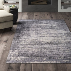 Abstract Area Rug, 7'10" x 10'3" with Gray and Cream Polypropylene