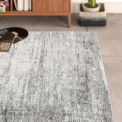 Abstract Area Rug, 7'10" x 10'3" with Gray and Cream Polypropylene