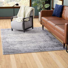 Abstract Area Rug, 7'10" x 10'3" with Gray and Cream Polypropylene