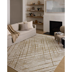 Abstract Area Rug, 7'10" x 10' in Yellow, Brown, Beige and Gold