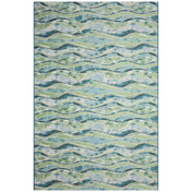 Abstract Area Rug, 7'10" x 9'10" in Blue, Teal and Beige