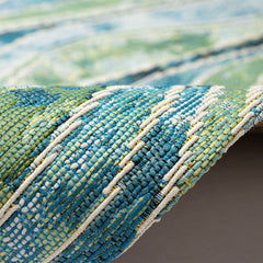 Abstract Area Rug, 7'10" x 9'10" in Blue, Teal and Beige