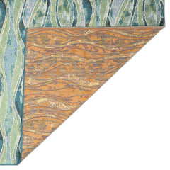 Abstract Area Rug, 7'10" x 9'10" in Blue, Teal and Beige
