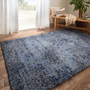 Abstract Area Rug, 7 ft 7 in x 10 ft 6 in with Blue and Gray