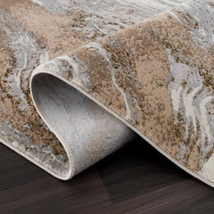 Abstract Area Rug, 8'5" x 12'7" in Gold, Brown and Beige