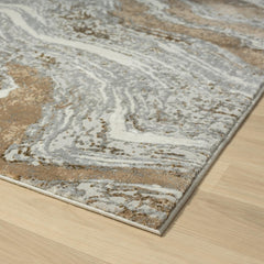 Abstract Area Rug, 8'5" x 12'7" in Gold, Brown and Beige