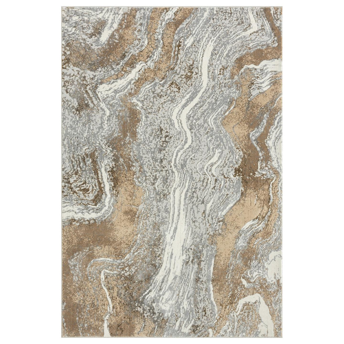 Abstract Area Rug, 8'5" x 12'7" in Gold, Brown and Beige