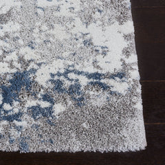 Abstract Area Rug, 8' x 10' in Gray, Blue and White
