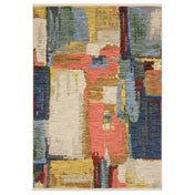 Abstract Area Rug, Wool and Nylon with Fringe