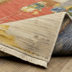 Abstract Area Rug, Wool and Nylon with Fringe