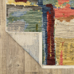 Abstract Area Rug, Wool and Nylon with Fringe