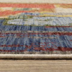 Abstract Area Rug, Wool and Nylon with Fringe