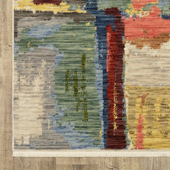 Abstract Area Rug, Wool and Nylon with Fringe