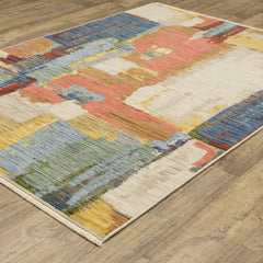 Abstract Area Rug, Wool and Nylon with Fringe