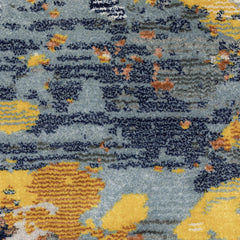 Abstract Indoor Area Rug, Polyester in Yellow and Blue