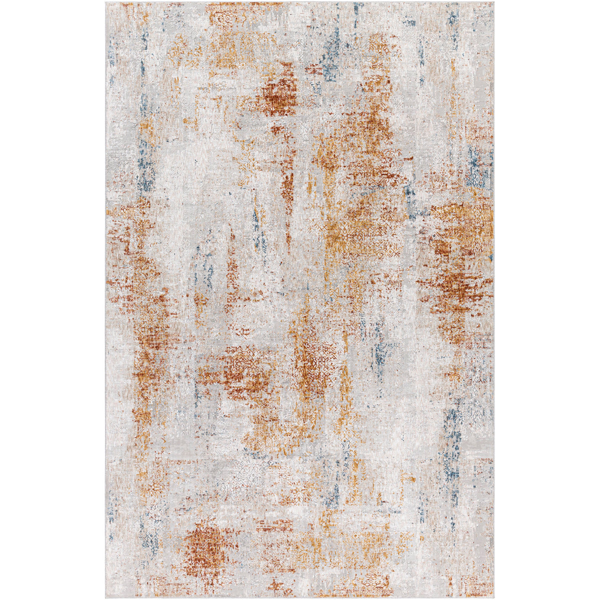 Abstract Polyester Area Rug in Brown, Red, White, Yellow and Gray