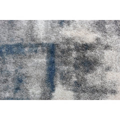 Abstract Shag Area Rug, 7'10" x 10', Blue/Ivory/Gray